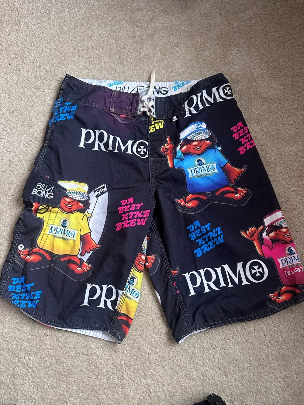 Billabong Retro Black Graphic Swim Trunks with Lace-Up Waist